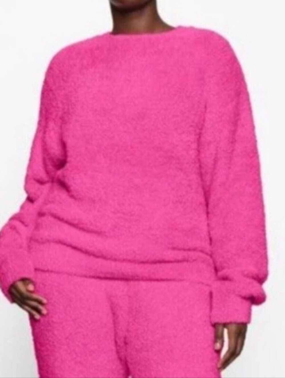 Skims XL Cozy Crewneck Sweater in Pink